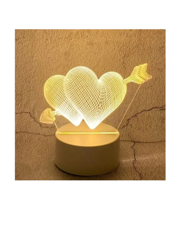 Lampara 3D corazones luz led calida